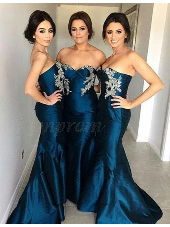 silver and navy bridesmaid dresses