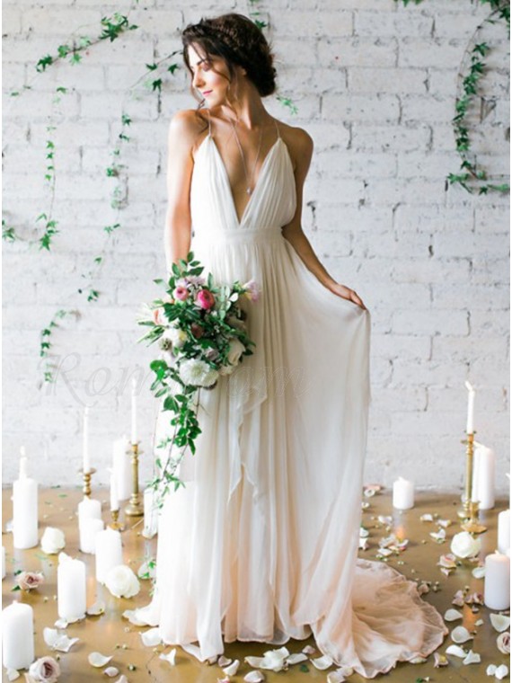 deep v backless wedding dress