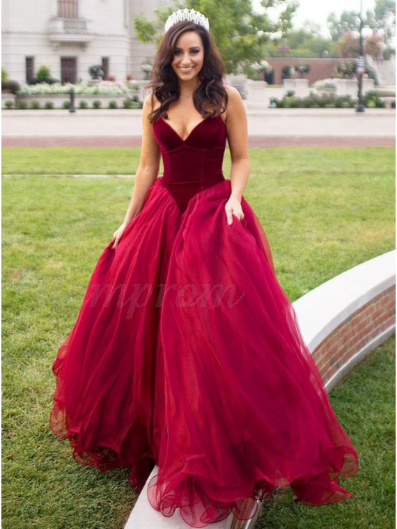 a line burgundy prom dress