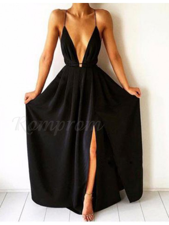 long black strap dress