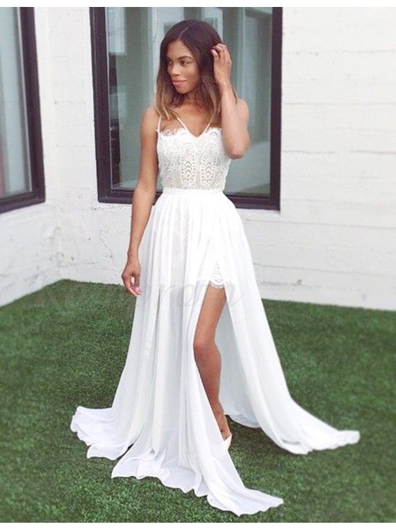 lace white prom dress