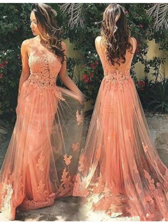 peach orange prom dresses