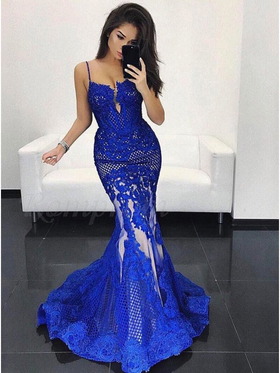 royal blue mermaid dress with sleeves