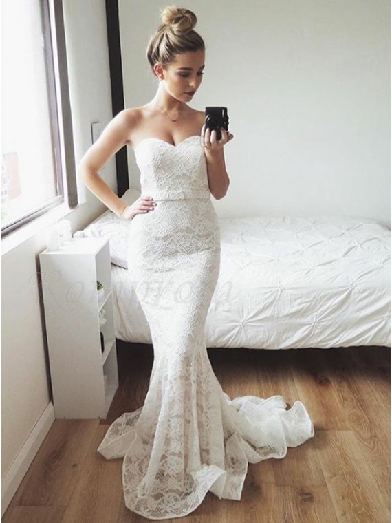 white prom dress with train