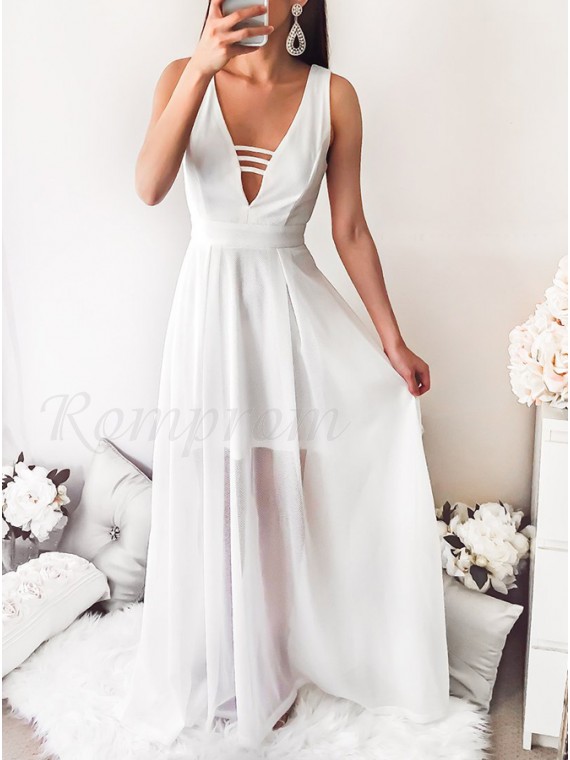 white floor length gown