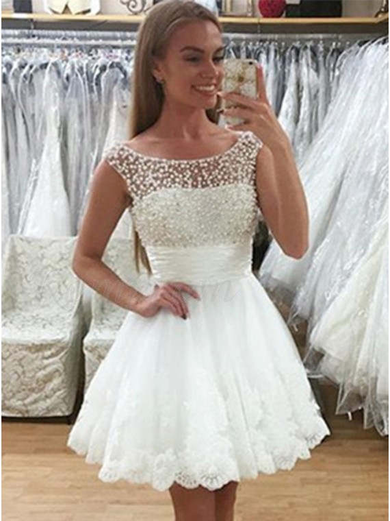 short white beaded wedding dress