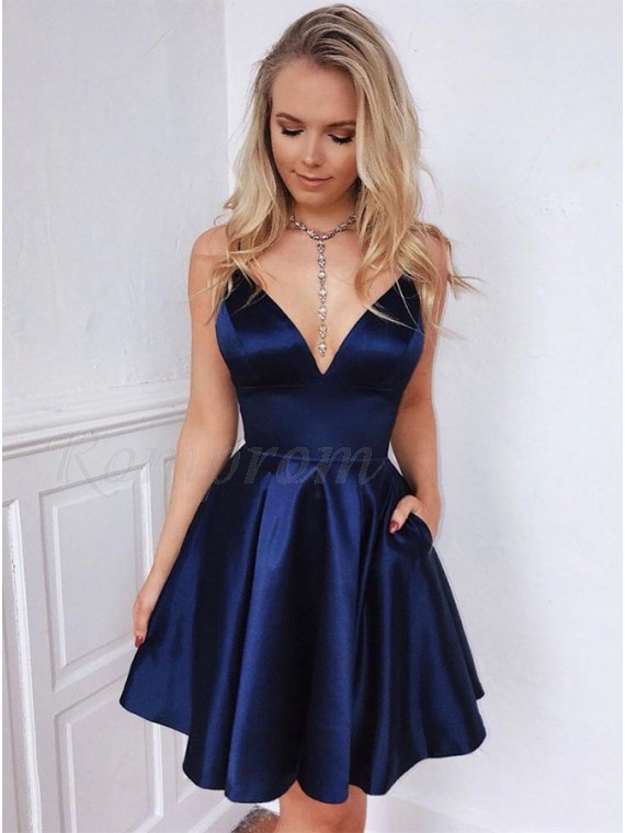navy blue silky dress