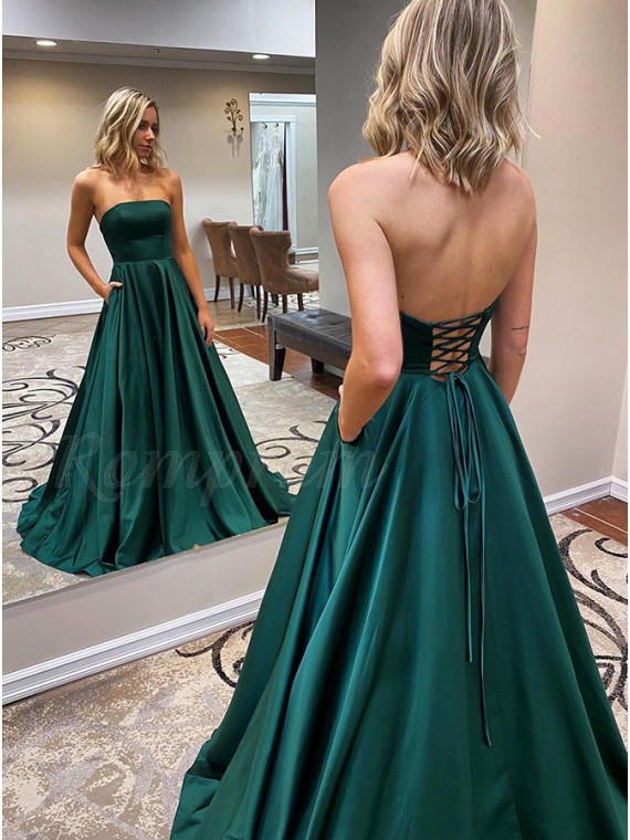 strapless prom dress with pockets