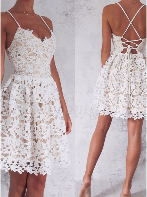 lace short white dress