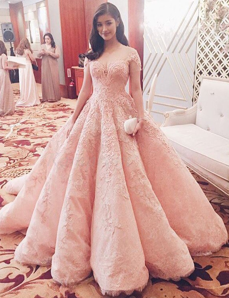 long pink prom dress