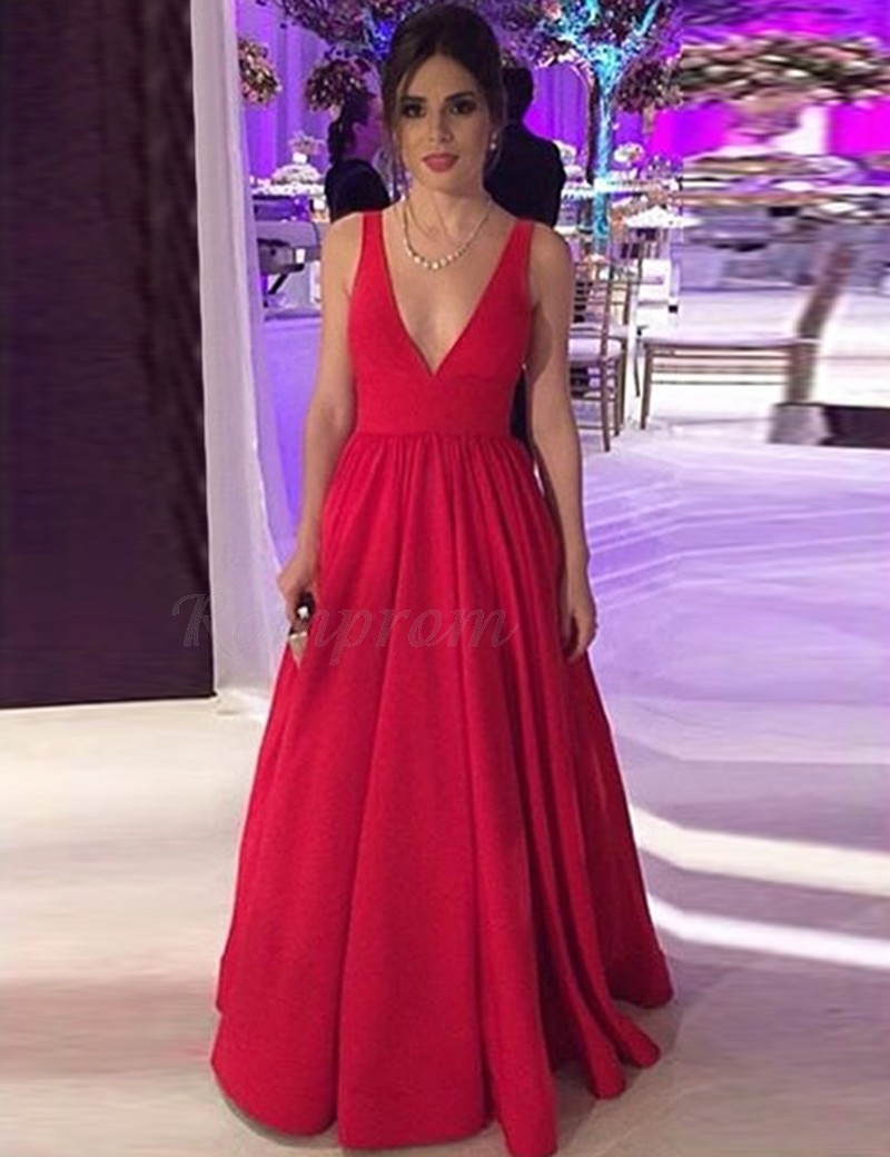 red satin backless dress