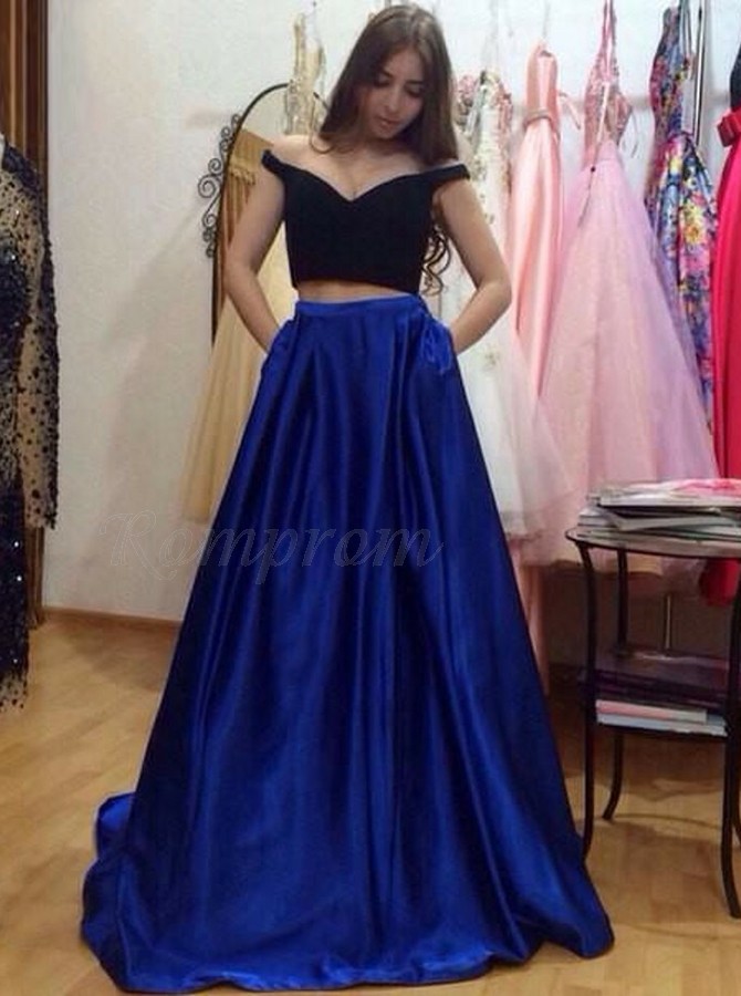 royal blue off the shoulder homecoming dress