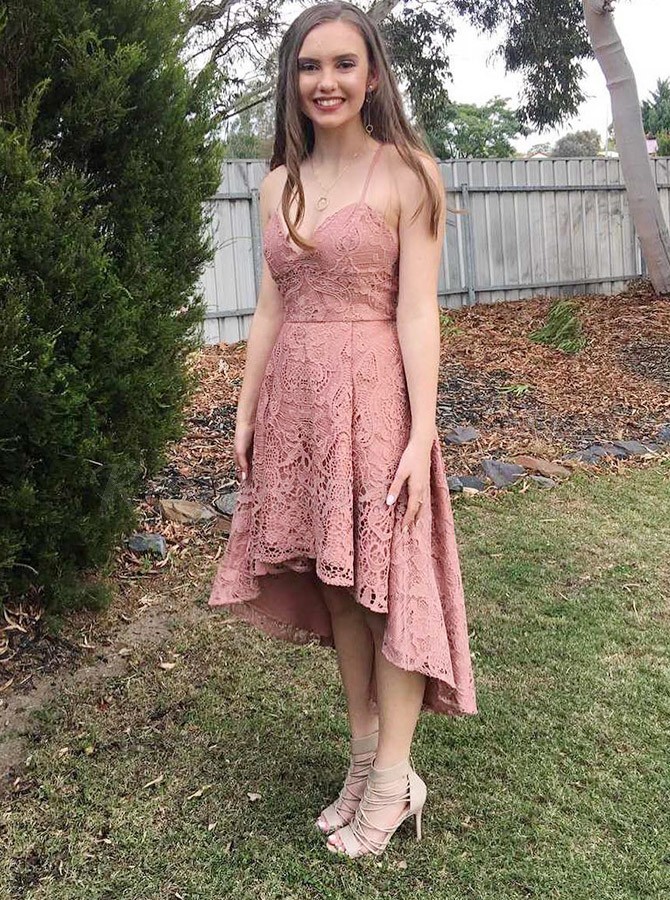 high low blush dress