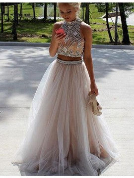 black and gold 2 piece prom dress