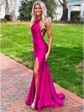 Pink Split Long Prom Dress