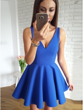 A-Line V-Neck Short Royal Blue Homecoming Dress with Ruched