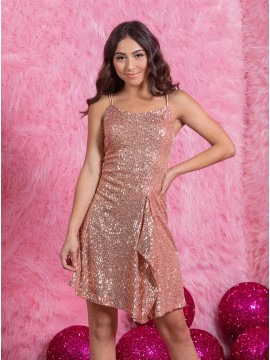 Pink Sequin Short Homecoming Dress