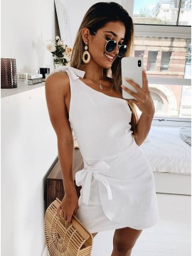 Short White Homecoming Dress One Shoulder Party Dress