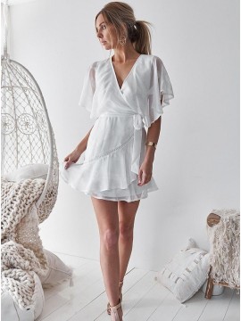 Short Chiffon White Party Casual Dress