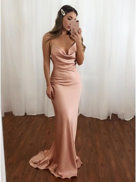 Simple Blush Long Prom Dress Mermaid Formal Dress