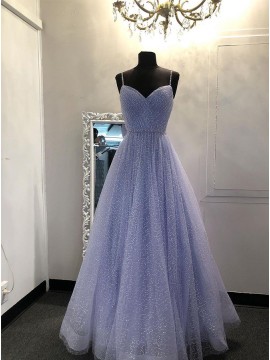 Long Glitter Lavender Sweetheart Prom Dress